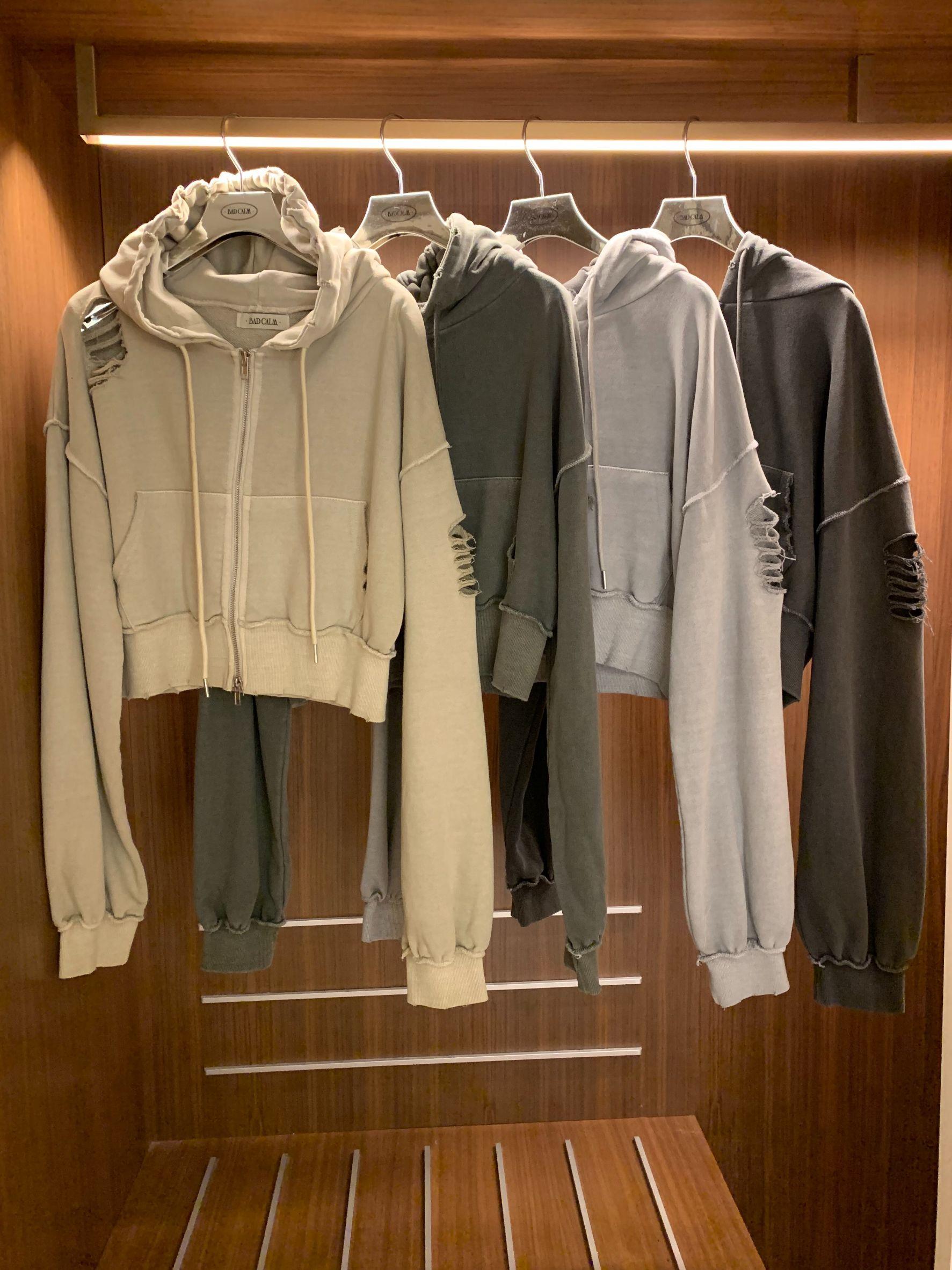 破損車線短版連帽外套